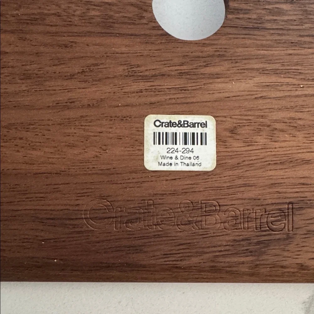 (3) Crate & Barrel Acacia Wood Canape Appetizer Serving Trays Wine Holder Stacks